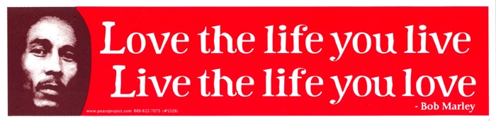 Live The Life You Love Love The Life You Live Bob Marley Bumper Live The Life You Love Love The Life You Live Bob Marley Bumper
