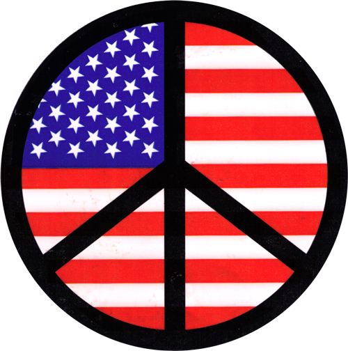 PEACE SYMBOL AMERICAN FLAG STICKER USA FLAG LAPTOP STICKER BUMPER STICKER